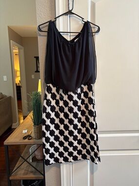 Calvin Klein Black & White Sequin Midi Dress
